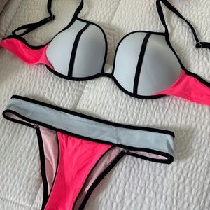 Stylish Pink and White Bikini Set